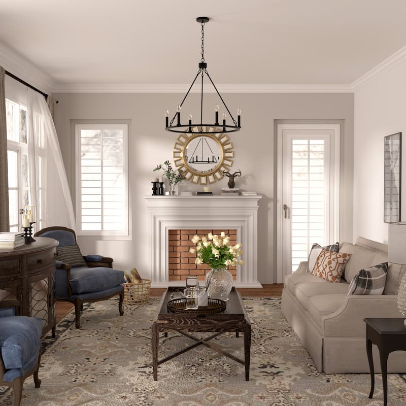 Acroma 9-light Modern Farmhouse Wagon Wheel Chandelier for Dining room - 24 inches