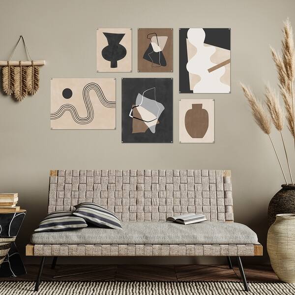 slide 2 of 4, Americanflat Neutral Tones Minimalist Abstract by The Print Republic - 6 Piece Art Print Set