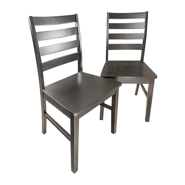Offex Solid Wood Ladder Back Dining Chair Set Of 2 Black Offex Solid Wood Ladder Back Dining Chair Set Of 2 Black