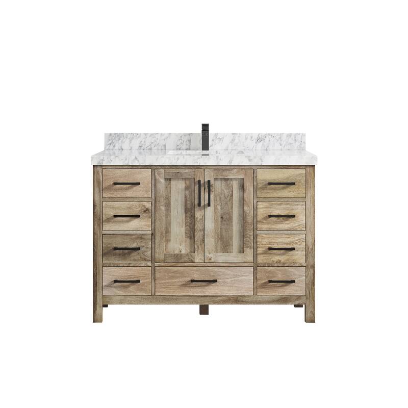 Willow Collections 48 in. W x 22 in. D Malibu Mango Single Sink Bathroom Vanity with Countertop - 2" Carrara Marble - Natural Mango