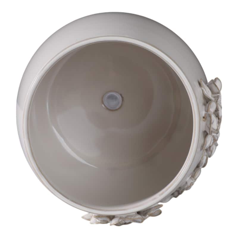 Ceramic Planter with Raised Floral Detailing and Glossy Texture