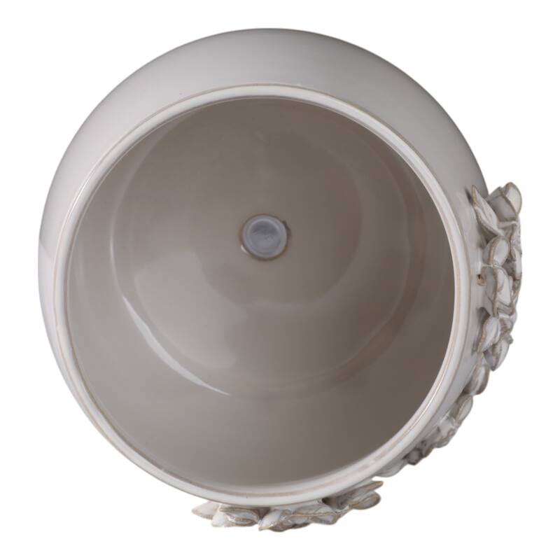 Ceramic Planter Raised Floral Detailing Glossy Decorative Display