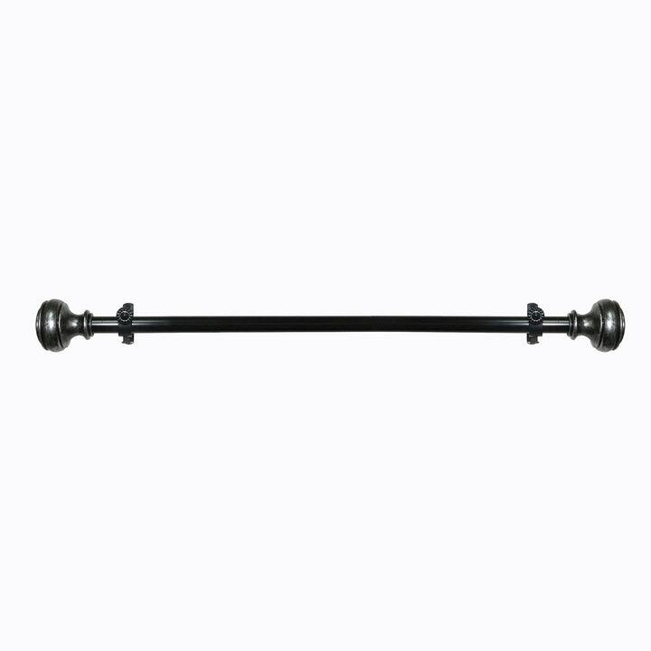 Buono II Bradford Adjustable Window Curtain Rod, Silver - Black - 28-48