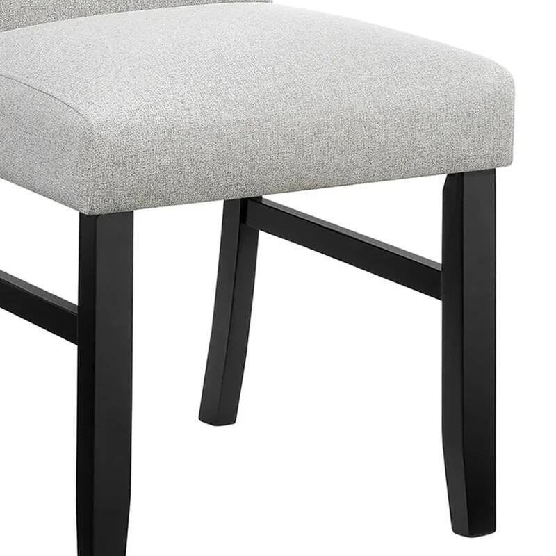 Riac Set of 2 Side Dining Chairs, Black Wood, Dove Gray Fabric Seat