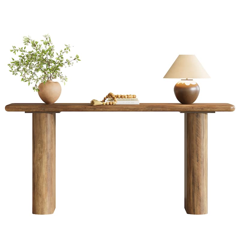 Industrial 63" Console Table with Heavy-Duty Pedestal for Entryway