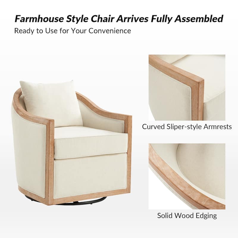 Paul Jess Farmhouse Solid Wood Swivel Chair by HULALA HOME