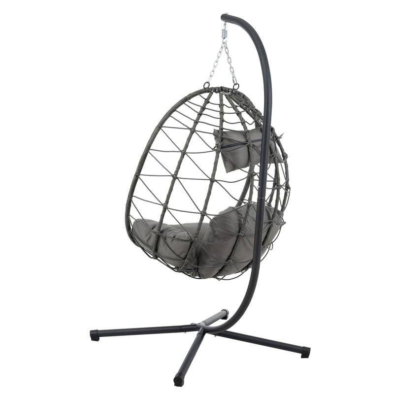 Steel Frame Wicker Egg Chair with Stand