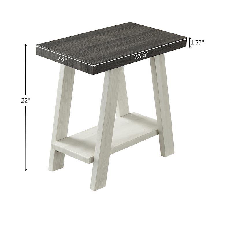 Anmytek Two Tone Side Table Dark Wood Top White A Frame Legs Modern End Table