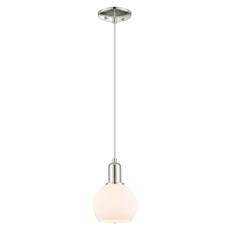 Innovations Lighting Endless Possibilities Arcadia - Athens - 1 Light 6" Cord Hung Mini Pendant - Polished Nickel/Matte White