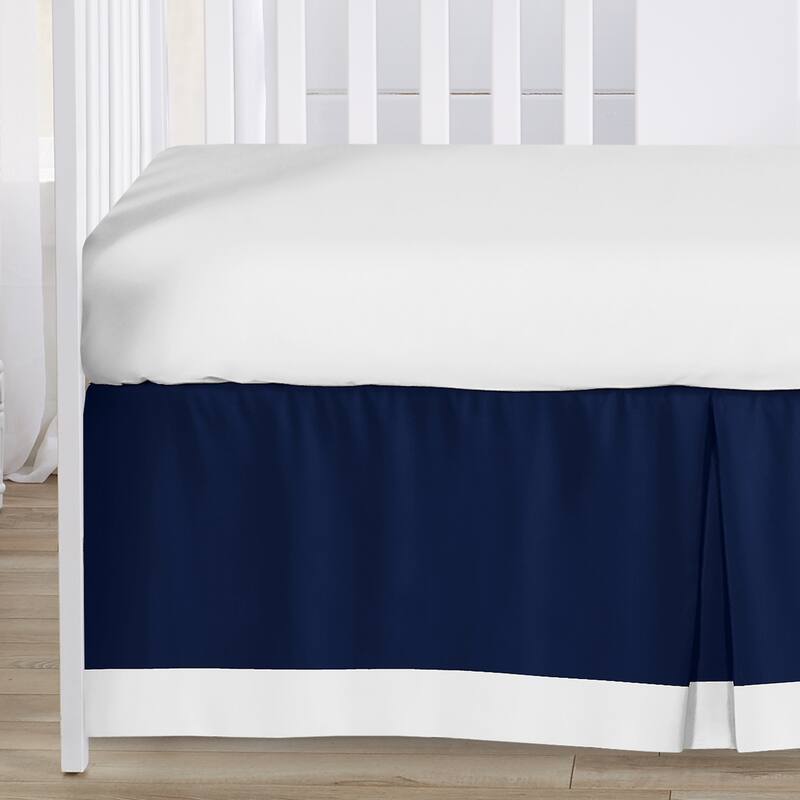 Sweet Jojo Designs Navy Blue and Grey Striped Microfiber Collection 4-piece Bumperless Crib Bedding Set