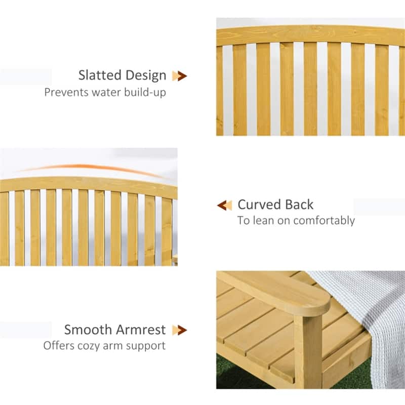 Fir Wood Two Seater Garden Bench with Slatted Seat and Back for Patio or Outdoor Use - 56.25" W x 20" D x 33.5" H