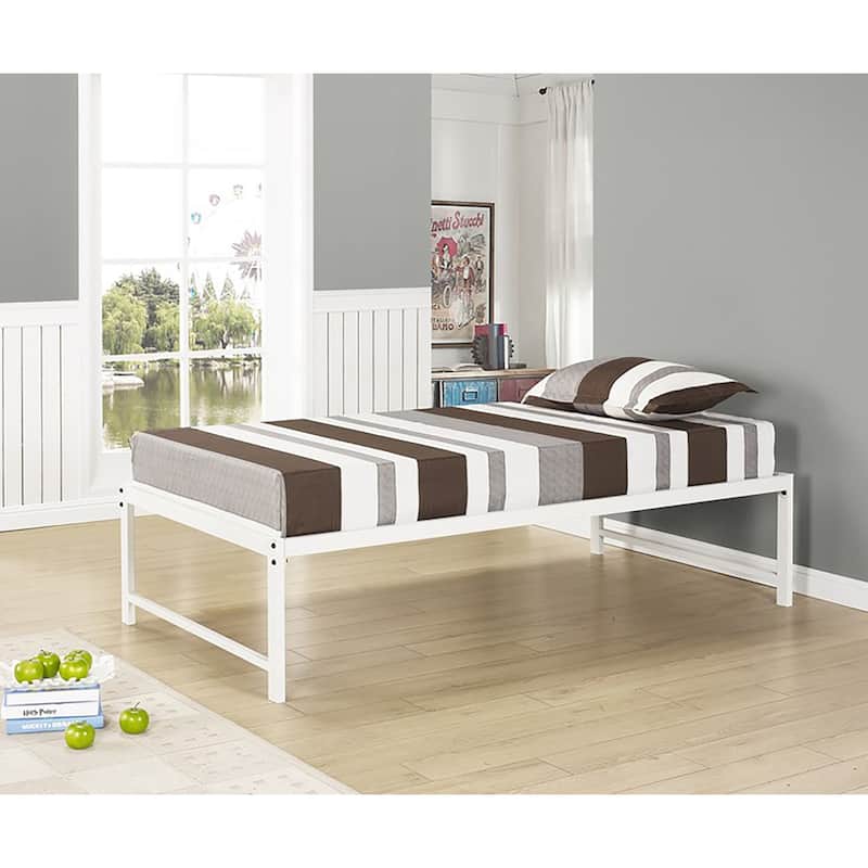 White Metal Twin Size Platform Bed Frame