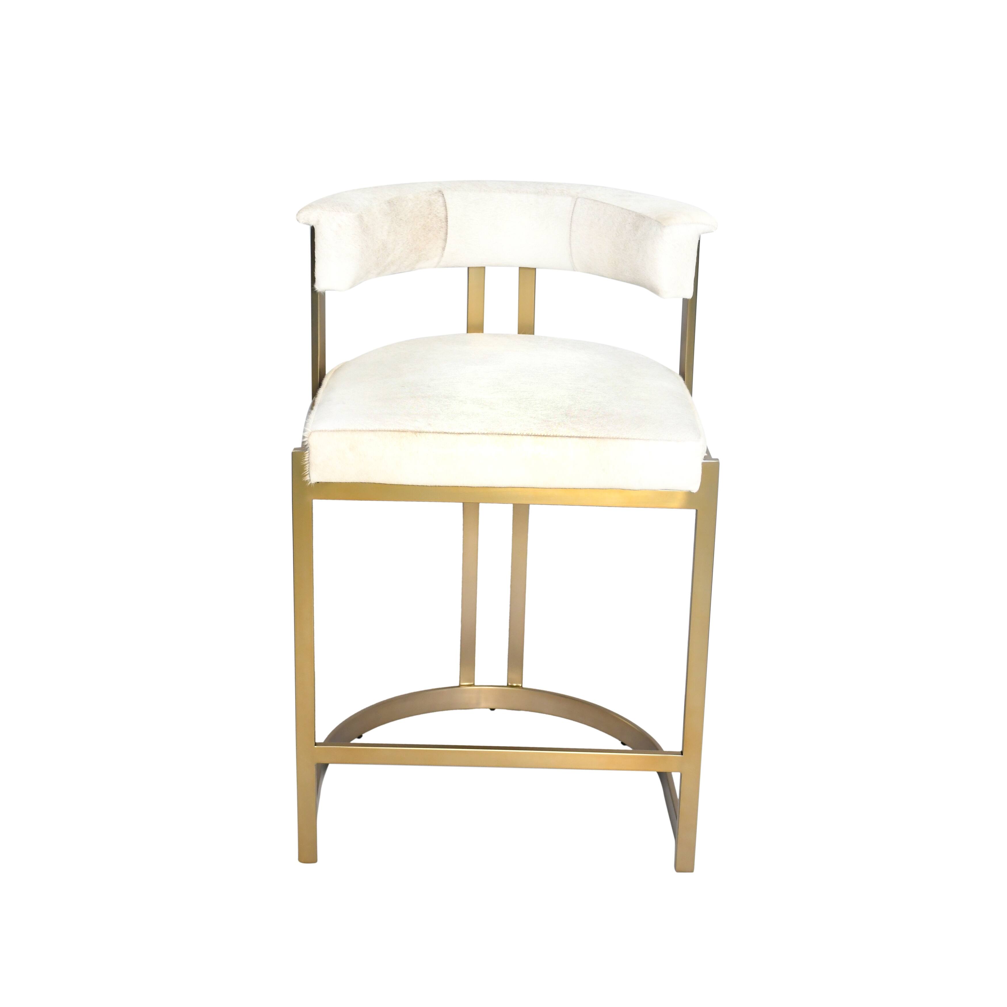 L22'' Gold Stainless Steel Counter Top Chair with Grey and White