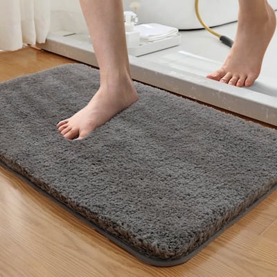 Pure Light Gray Bathroom Rug Mat