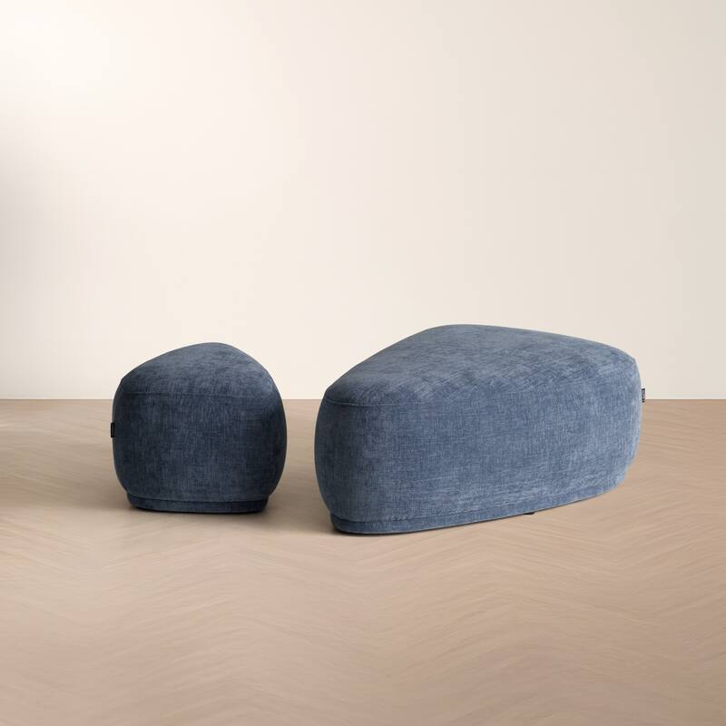 Divani Casa Kinsey Modern Blue Large River Rock Ottoman
