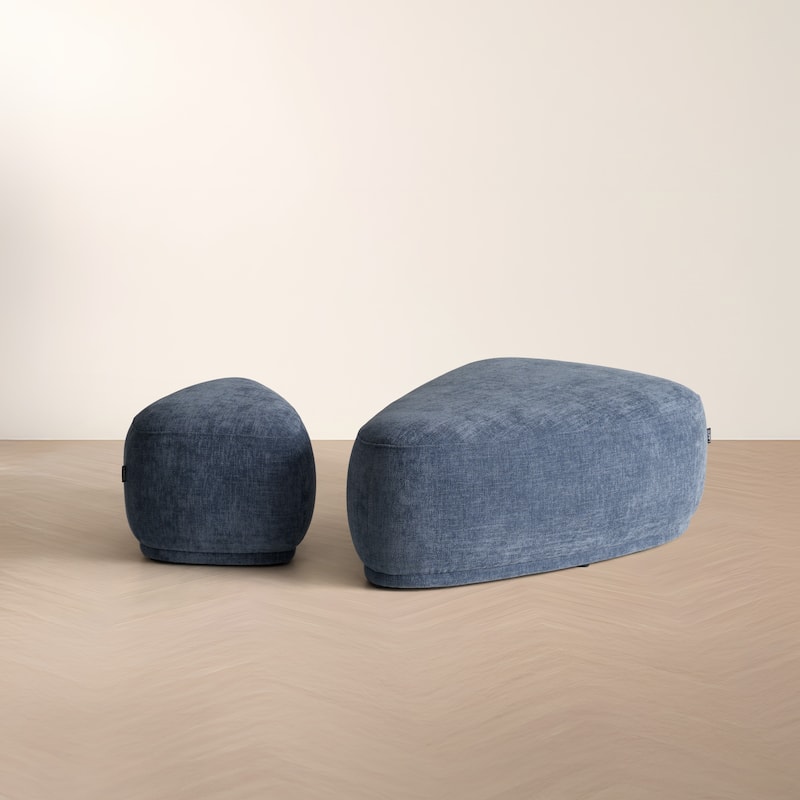 Divani Casa Kinsey Modern Blue Small River Rock Ottoman