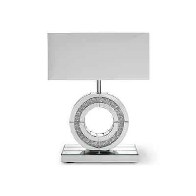 Decor 20.9 in. Silver Table Lamp with White Lampshade