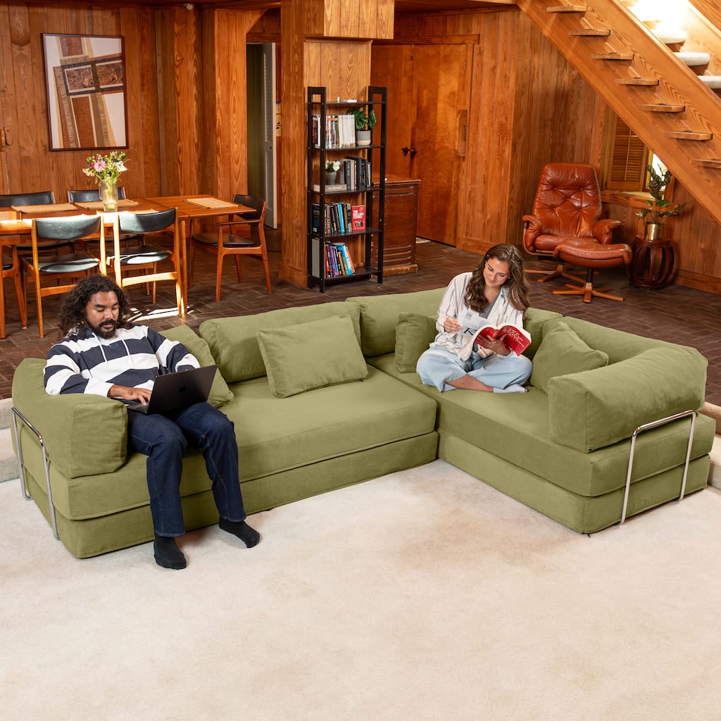 Jaxx Unsofa Modular Convertible Sectional Sofa with Fold Out King Sleeper Bed