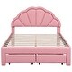 preview thumbnail 13 of 15, Full Size LED Upholstered Platform Bed with Seashell Headboard and 2 Drawers - Chic Design, High-Density Comfort