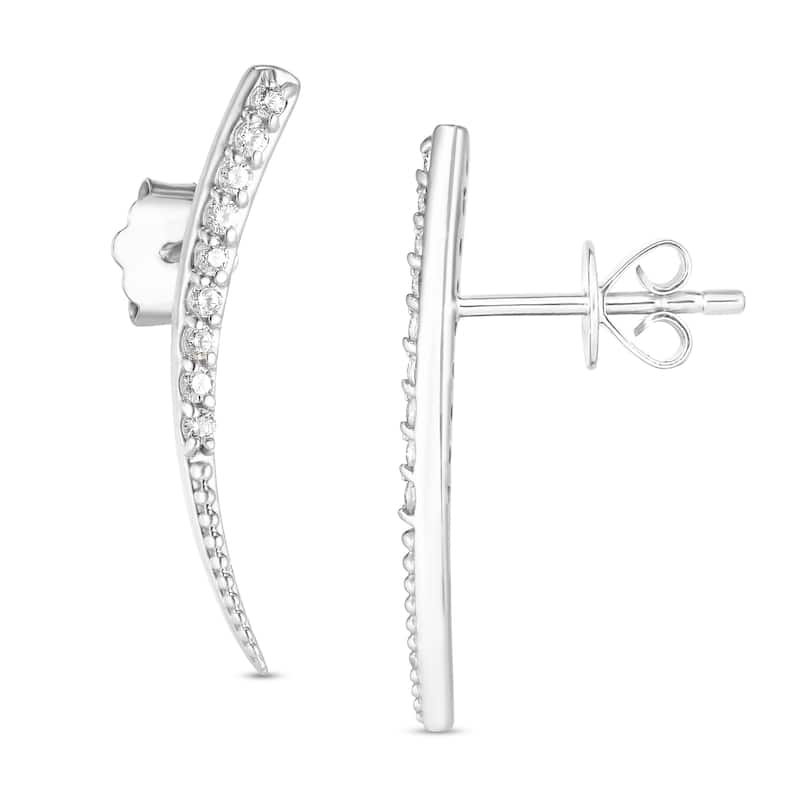 Sterling Silver Round Diamond 1/5CTW Crawler Earrings