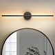 preview thumbnail 72 of 119, 1-Light Black/ Gold/ Nickel Modern Long Linear Strip Wall Sconce Dimmable LED Bathroom Vanity Light