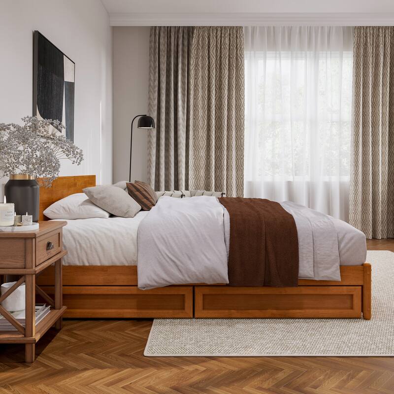 Wesley Platform Bed with Panel Footboard and Storage Drawers