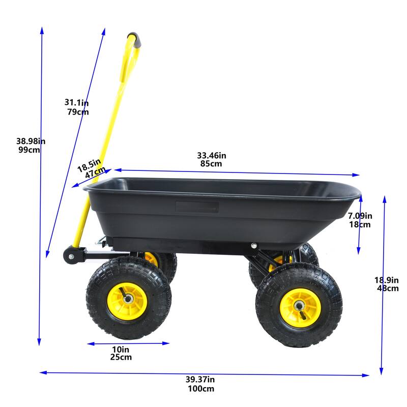 Folding Wagon Poly Garden Dump Cart with Sponge Hand-holder