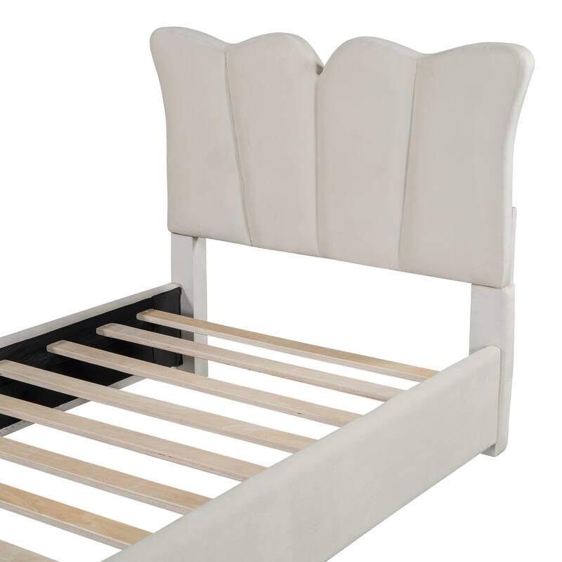 Luxurious Velvet Upholstered Platform Bed - Twin/Full Sizes with Stylish Headboard & Footboard, Sturdy Construction