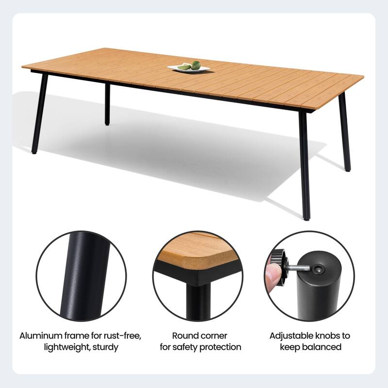 9-Piece Aluminum Outdoor Dining Set with Umbrella Hole and Stackable Chairs