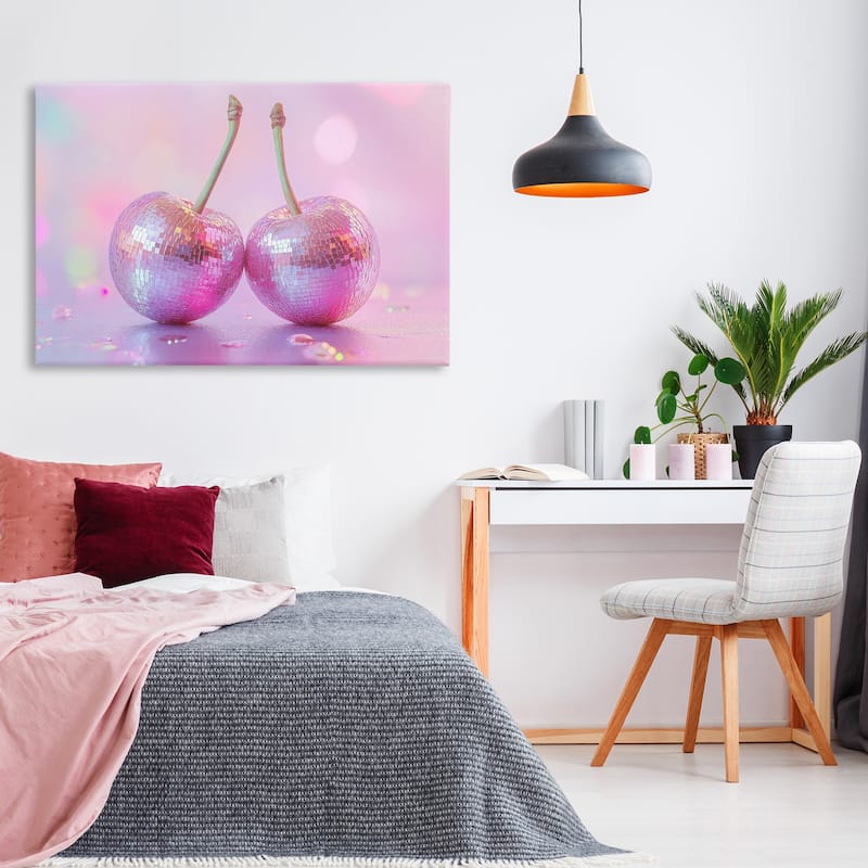 Stupell Pastel Shine Disco Cherries Canvas Wall Art Design By LSR Creative Studio