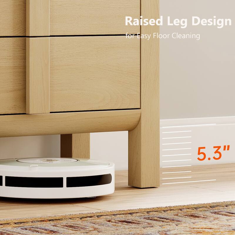 WAMPAT 3 Pcs Bedroom Set,6 Drawer Dresser And Nightstand Sets For Bedroom, Double Dresser With Curved Profile Design
