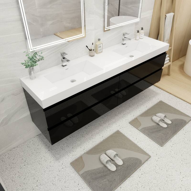 Baillie 84'' Wall-Mounted Vanity with Double Reinforced Acrylic Sink
