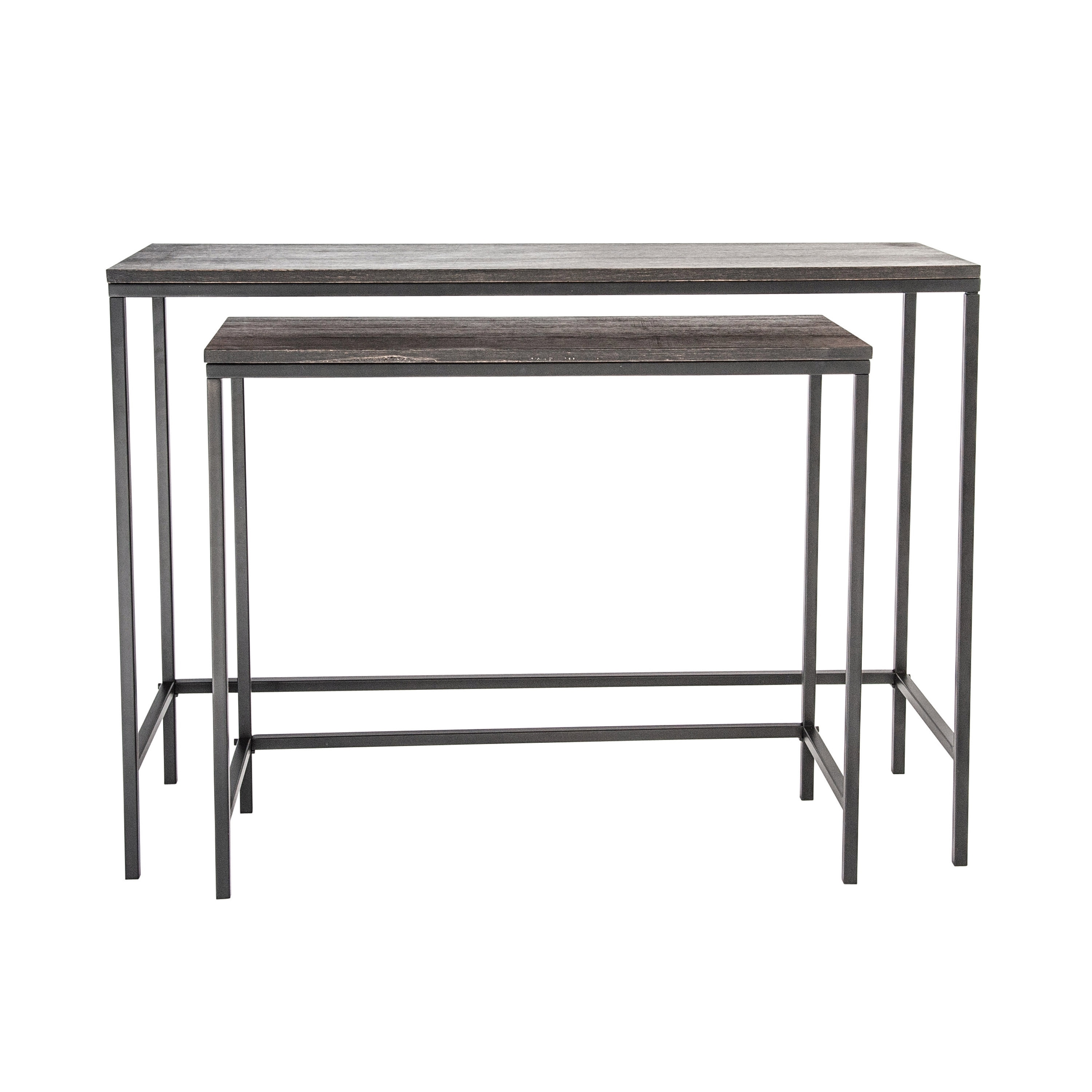 Storied Home Black Wood and Metal Nesting Tables (Set of 2 Pieces)