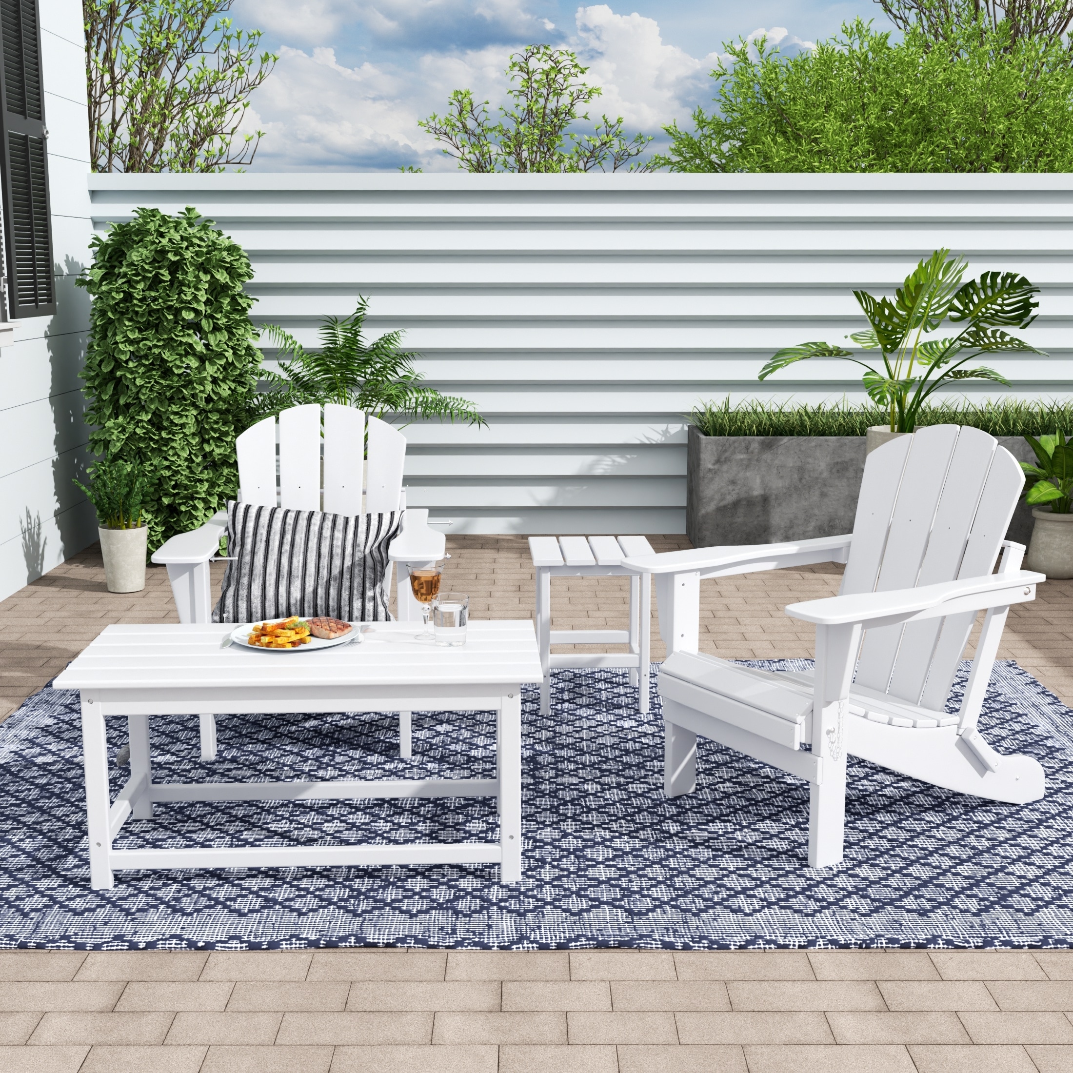 Laguna Hdpe All Weather Outdoor Patio Foldable Adirondack Chairs Conversation Set (4-Piece Set)