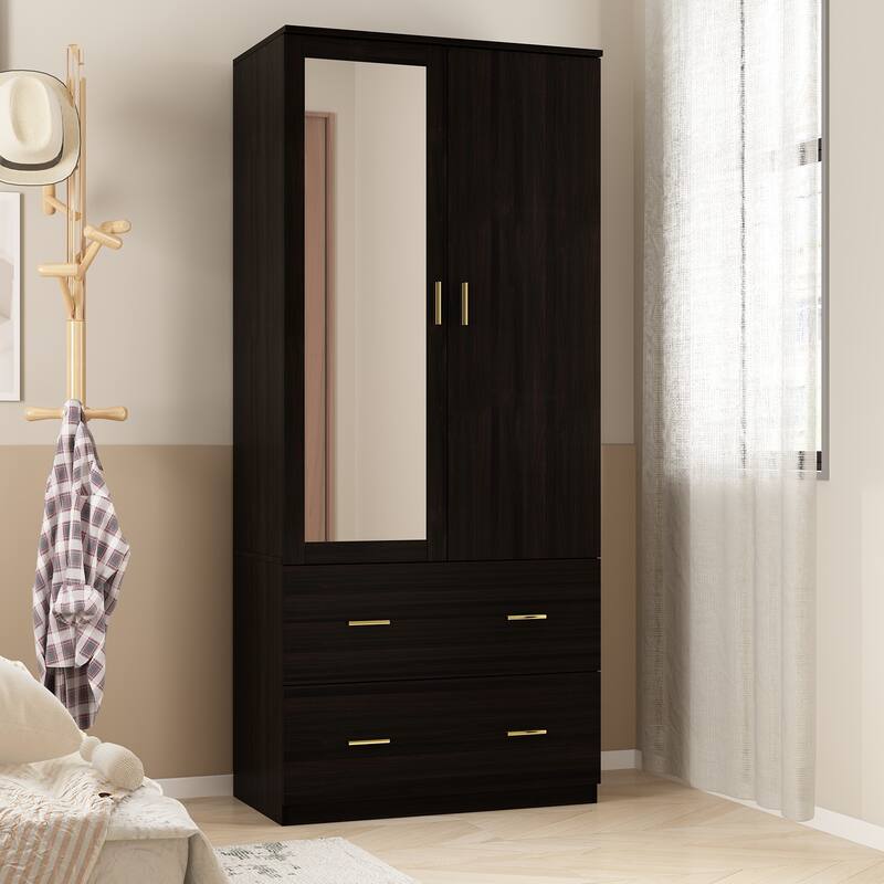 Timechee Armoire Wardrobes With Mirror And Hanging