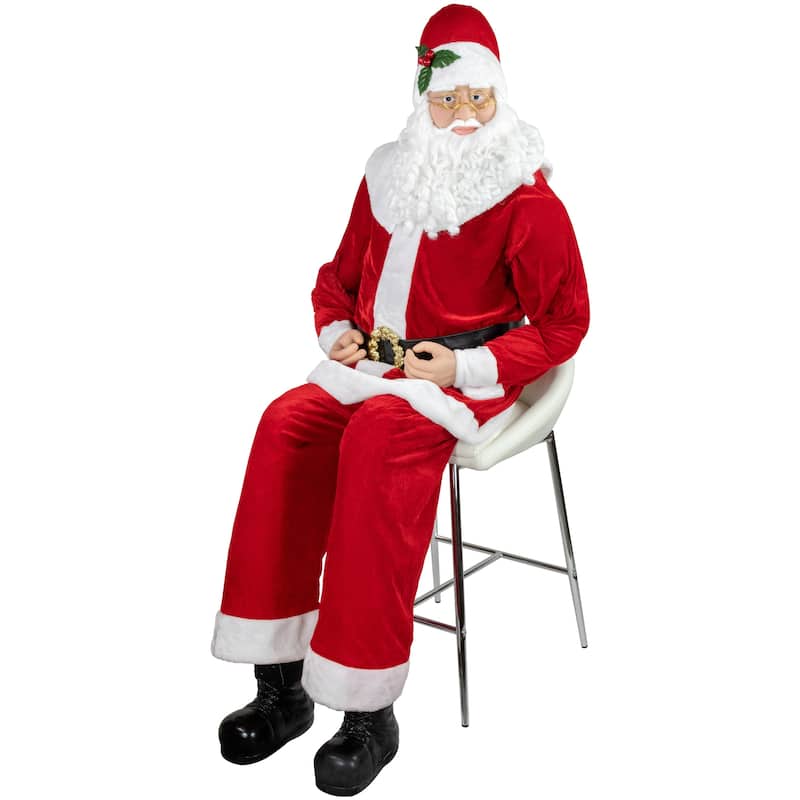 72" Life-Size Plush Santa Claus Standing or Sitting Christmas Figure