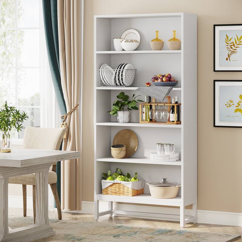 Tall Bookcase Black Bookshelf, 70.8 Inches Large Bookcases Organizer