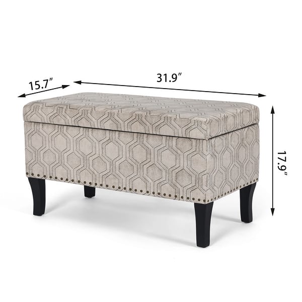 dimension image slide 0 of 4, Adeco Storage Ottoman Bench Fabric Patterned Rectangular Toy Chests