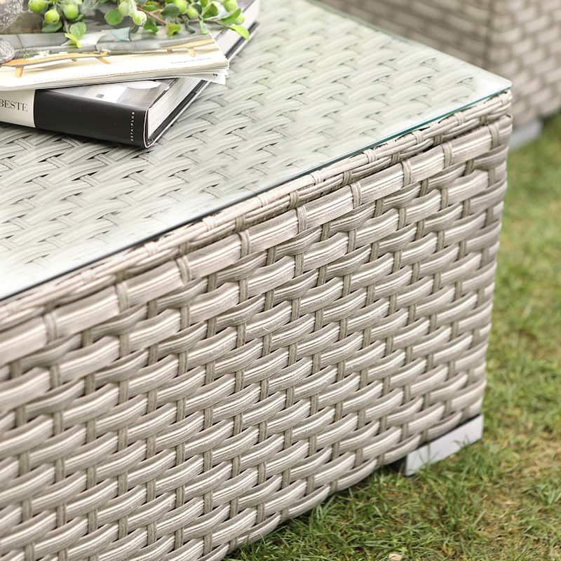 COSIEST 7-Piece Outdoor Patio Wicker Sectional Sofa with Coffee Table