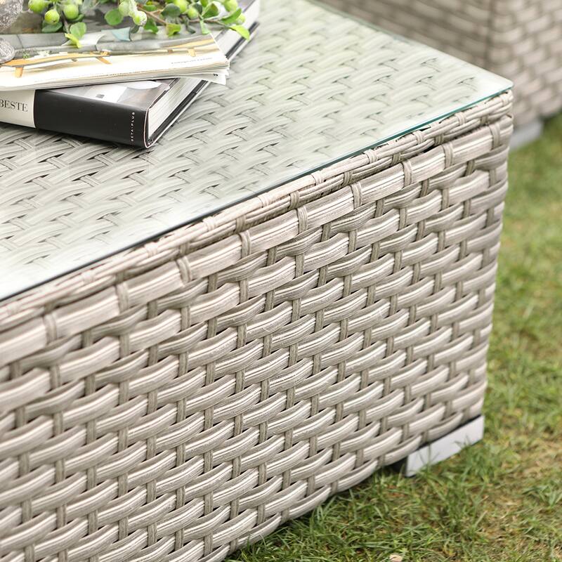 COSIEST 7-Piece Outdoor Patio Wicker Sectional Sofa with Coffee Table