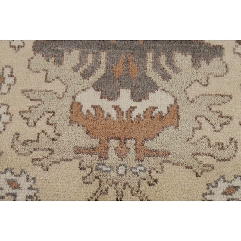 Oushak Indian Area Rug Handmade Grey Wool Carpet - 8'11" x 11'10"