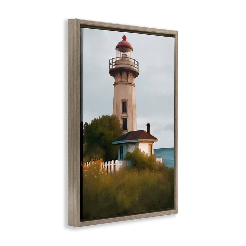 Stupell Scenic Summer Lighthouse View Framed Floater Canvas Wall Art Design By Elizabeth Medley