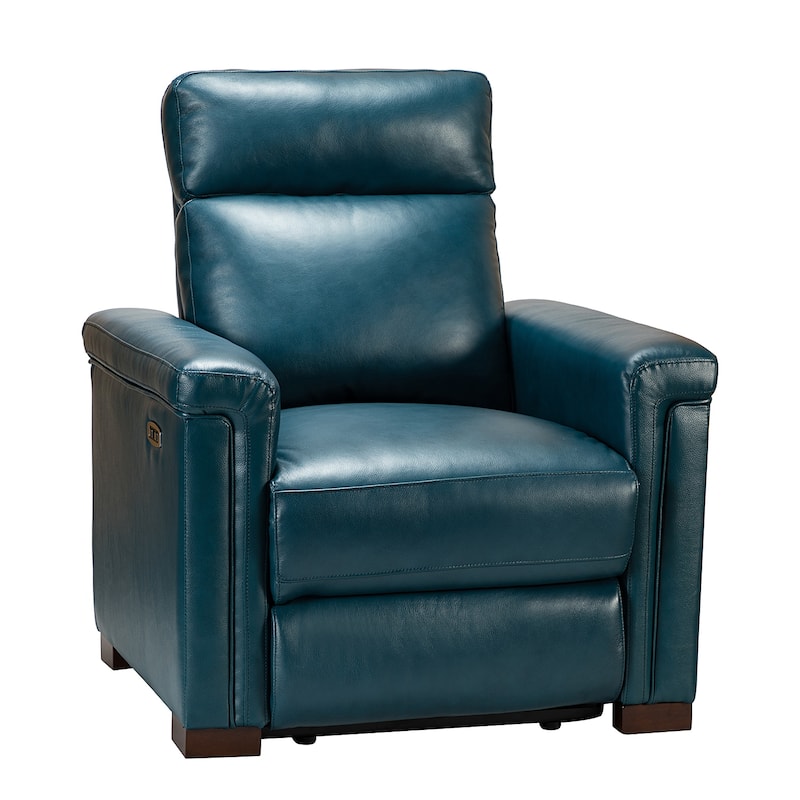 Alicia 34.65" Wide Contemporary Classic Genuine Leather Power Recliner With USB Port, Set of 2