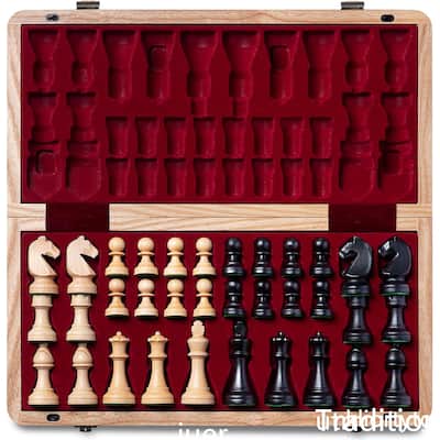 Exquisite international chess set, rose gold and black metal lock design - 15*15*2inch