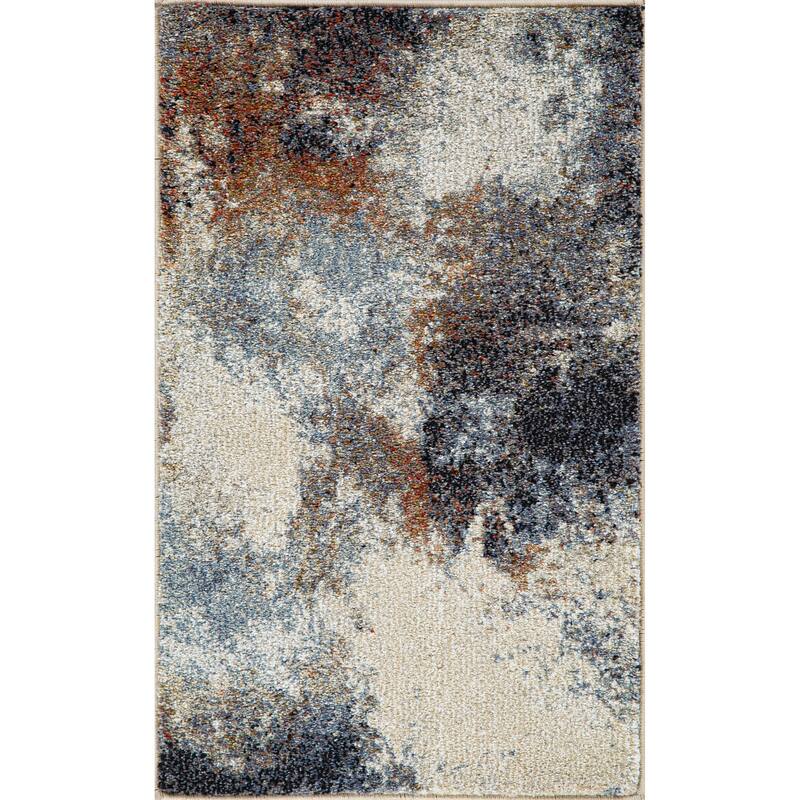 Olympia Collection Blue and Beige Abstract Design Area Rug - 5'2'' X 7'7''