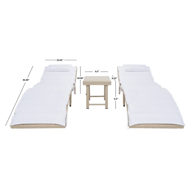 SAFAVIEH Outdoor Blaguna 3-Piece Sun Lounger Set - 83Wx20Dx24H