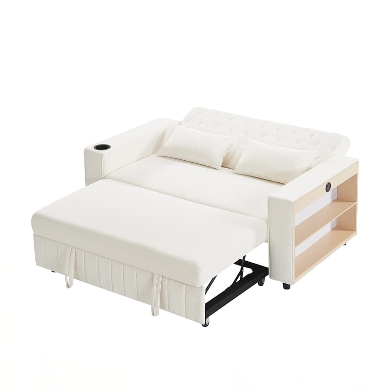 Pull-out Sofa Bed Convertible Couch Loveseat Sofa Modern Sleeper Sofa with Adjustable Backrest for Living Room