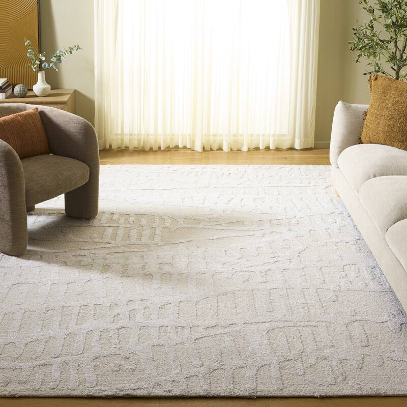 SAFAVIEH Handmade Mykonos Ieke Modern & Viscose Wool Rug - 8' x 10' - Ivory/Beige