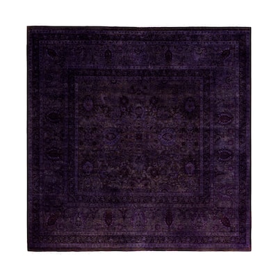 Overdyed One-of-a-Kind Hand-Knotted Square Area Rug - Purple - 6' 0" x 6' 1"