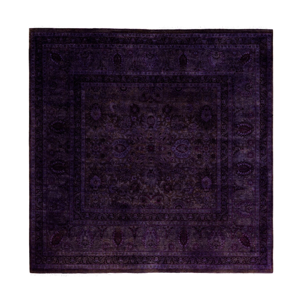 Overdyed One-of-a-Kind Hand-Knotted Square Area Rug - Purple - 6' 0" x 6' 1"